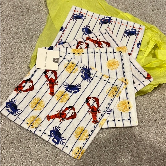 Anthropologie Other - Anthropologie Nautical Kitchen Linens - Blue, Red, yellow Cocktail Napkins bake